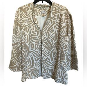 Chico’s Silk & Linen Tropical Geometric Print Suit Blazer Jacket Sz 3